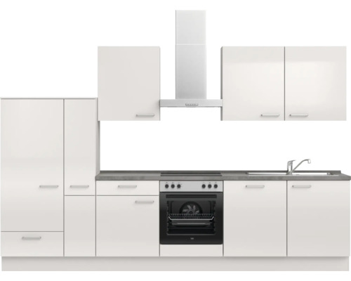 Cuisine complète avec éléments hauts et bas et hotte aspirante