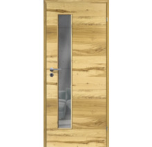Porte d'intérieur poutre en chêne placage transversal 86x198,5 tirant droit MODERN 07 verre graphite