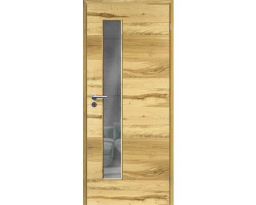 Porte d'intérieur poutre en chêne placage transversal 86x198,5 tirant droit MODERN 07 verre graphite Porte d'intérieur poutre en chêne placage transversal 86x198,5 tirant droit MODERN 07 verre graphite