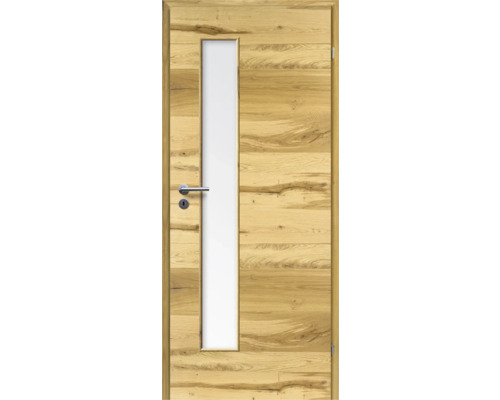 ZT Balkeneiche Furnier Quer 61x198,5 DIN Rechts MODERN 07 Glas Satiniert