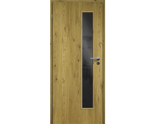 Porte d'intérieur chêne rustique placage droit 61x198,5 tirant gauche MODERN 07 verre gris foncé Porte d'intérieur chêne rustique placage droit 61x198,5 tirant gauche MODERN 07 verre gris foncé