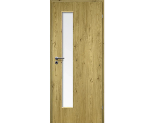 Porte d'intérieur chêne rustique placage droit 86x198,5 tirant droit MODERN 07 verre satiné Porte d'intérieur chêne rustique placage droit 86x198,5 tirant droit MODERN 07 verre satiné