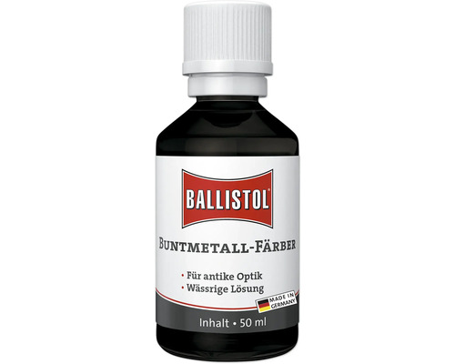 Colorant pour métaux non-ferreux Ballistol 50 ml Teinture pour métaux non ferreux Ballistol, flacon de 50 ml pour un aspect antique