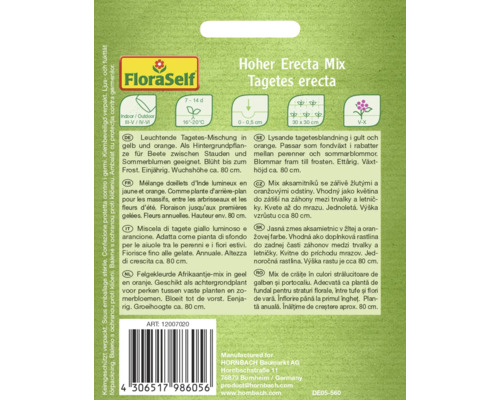 Sachet de graines Hoher Erecta Mix Tagetes erecta