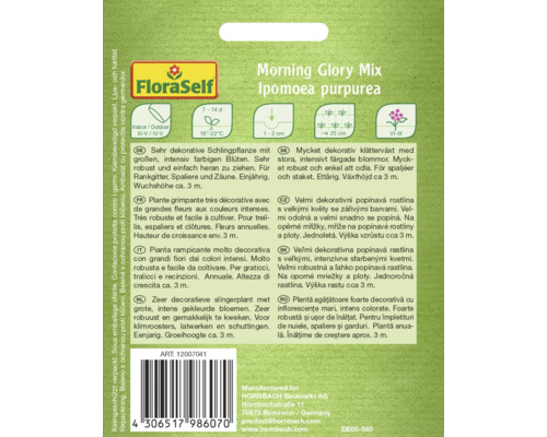 Paquet de graines pour Morning Glory Mix Ipomoea purpurea, une plante grimpante décorative