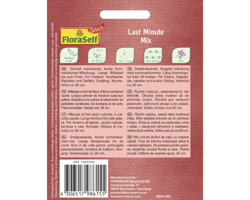 Sachet de graines de fleurs d''été FloraSelf Last Minute Mix
