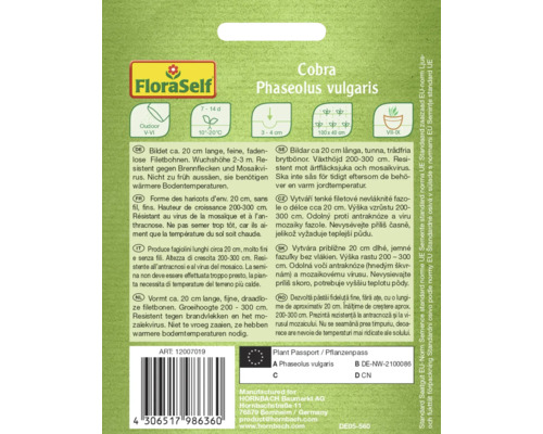 FloraSelf Cobra Phaseolus vulgaris Saatgutpackung