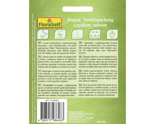 Cresson frisé, emballage avantage graines