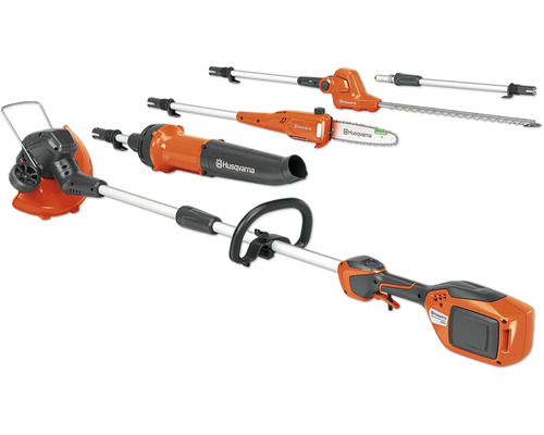 Outil multifonction Husqvarna avec coupe-bordures, souffleur, taille-haie et élagueuse
