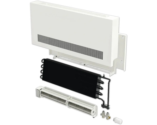 Coupe transversale d''un convecteur de radiateur avec thermostat