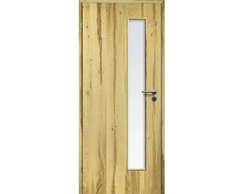 Porte d'intérieur poutre en chêne placage droit 61x198,5 tirant gauche MODERN 07 verre satiné Porte d'intérieur poutre en chêne placage droit 61x198,5 tirant gauche MODERN 07 verre satiné