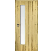 Holztür mit Glaseinsatz und Türklinke