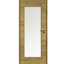 Holztür mit Glaseinsatz und Türgriff