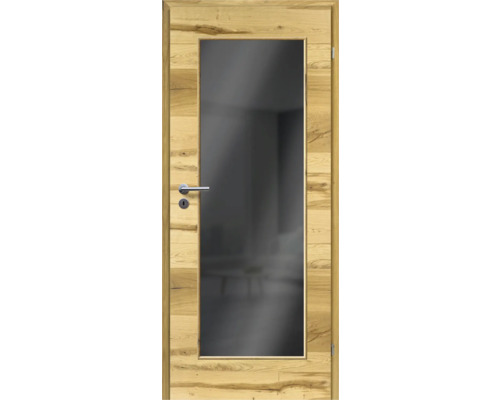 ZT Balkeneiche Furnier Quer 61x198,5 DIN Rechts MODERN 08 Glas Dunkelgrau