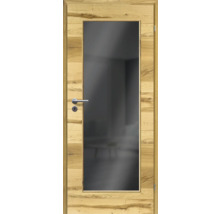 ZT Balkeneiche Furnier Quer 86x198,5 DIN Rechts MODERN 08 Glas Dunkelgrau