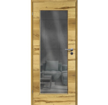 Porte d'intérieur poutre en chêne placage transversal 86x198,5 tirant gauche MODERN 08 verre graphite