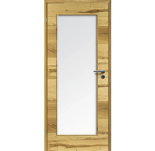 Holztür mit Glaseinsatz und Türklinke