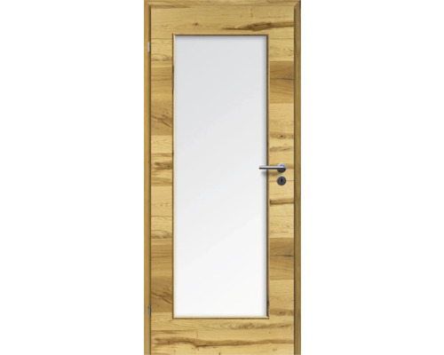 ZT Balkeneiche Furnier Quer 61x198,5 DIN Links MODERN 08 Glas Satiniert
