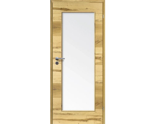 Porte d'intérieur poutre en chêne placage transversal 61x198,5 tirant droit MODERN 08 verre satiné Porte d'intérieur poutre en chêne placage transversal 61x198,5 tirant droit MODERN 08 verre satiné