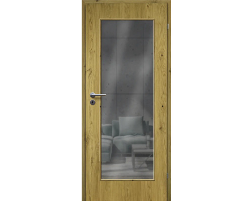 Porte d'intérieur chêne rustique placage droit 98,5x198,5 tirant droit MODERN 08 verre graphite Porte d'intérieur chêne rustique placage droit 98,5x198,5 tirant droit MODERN 08 verre graphite