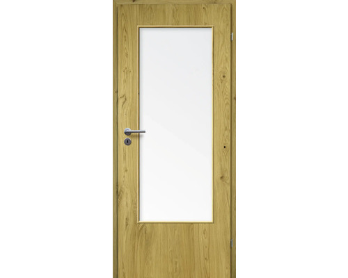 Porte d'intérieur chêne rustique placage droit 61x198,5 tirant droit MODERN 08 verre satiné Porte d'intérieur chêne rustique placage droit 61x198,5 tirant droit MODERN 08 verre satiné