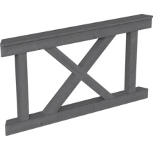 Élément d''occultation de clôture en bois gris avec support en forme de X