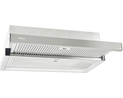 Hotte casquette TEKA CNL6415PLUS largeur x profondeur 60 x 30 cm acier inoxydable Logo TEKA sur une hotte de cuisine en métal