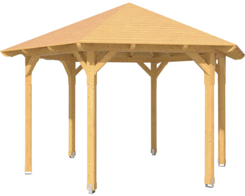 Holzpavillon mit sechseckigem Dach