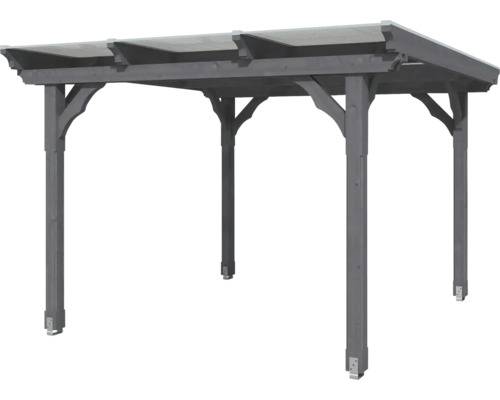 Pergola en bois grise autoportante avec toit transparent