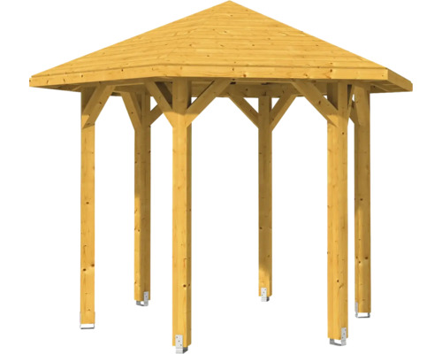 Holzpavillon mit sechseckigem Dach für den Garten