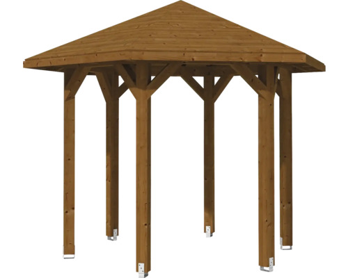 Holzpavillon mit sechseckigem Dach für den Garten