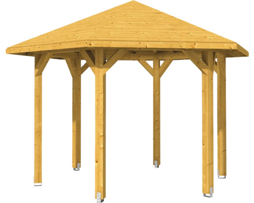 Holzpavillon mit sechseckigem Dach