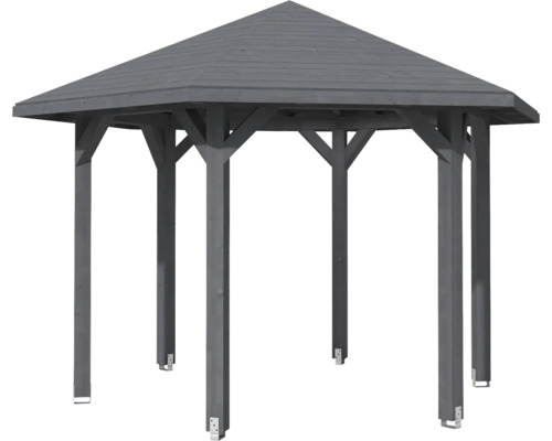 Freistehender Pavillon aus Holz mit sechseckigem Dach