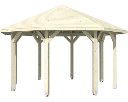 Holzpavillon mit sechseckigem Dach