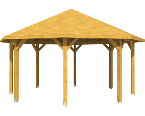 Holz Pavillon mit achteckigem Dach und Stützpfeilern