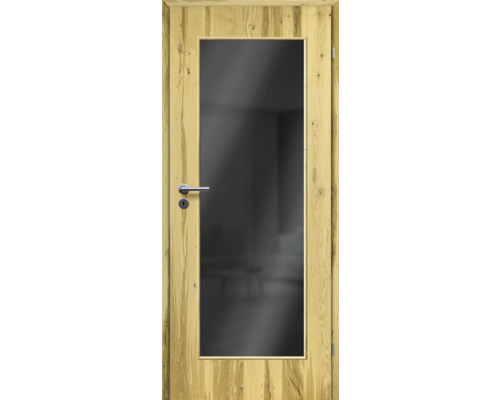 Porte d'intérieur poutre en chêne placage droit 86x198,5 tirant droit MODERN 08 verre gris foncé Porte d'intérieur poutre en chêne placage droit 86x198,5 tirant droit MODERN 08 verre gris foncé