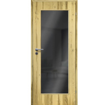 Porte d'intérieur poutre en chêne placage droit 98,5x198,5 tirant droit MODERN 08 verre gris foncé