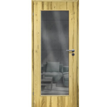 Porte d'intérieur poutre en chêne placage droit 61x198,5 tirant gauche MODERN 08 verre graphite