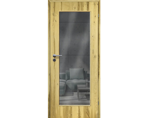 ZT Balkeneiche Furnier Aufrecht 86x198,5 DIN Rechts MODERN 08 Glas Graphit