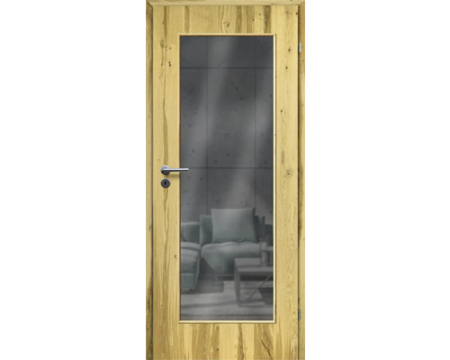Porte d'intérieur poutre en chêne placage droit 98,5x198,5 tirant droit MODERN 08 verre graphite