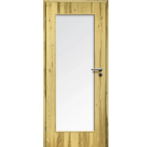 Porte d'intérieur poutre en chêne placage droit 73,5x198,5 tirant gauche MODERN 08 verre satiné