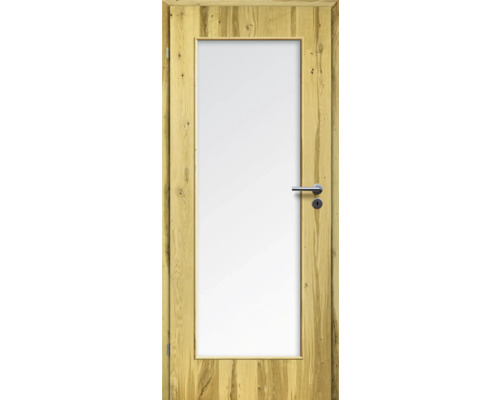 Porte d'intérieur poutre en chêne placage droit 73,5x198,5 tirant gauche MODERN 08 verre satiné