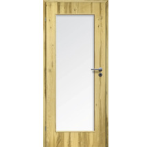 Porte d'intérieur poutre en chêne placage droit 86x198,5 tirant gauche MODERN 08 verre satiné
