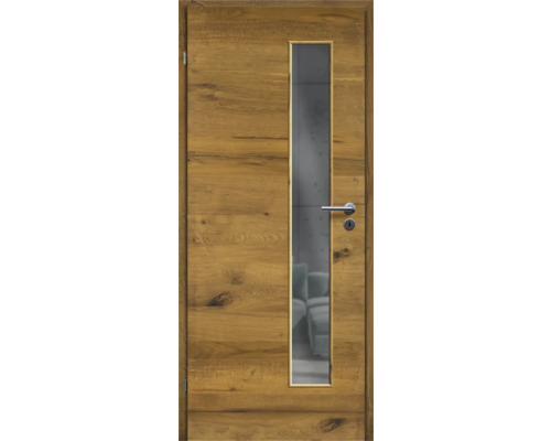 Porte d'intérieur chêne bronze placage transversal 73,5x198,5 tirant gauche MODERN 07 verre graphite Porte d'intérieur chêne bronze placage transversal 73,5x198,5 tirant gauche MODERN 07 verre graphite