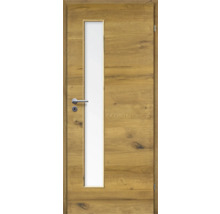 Holztür mit Glasausschnitt und Türgriff