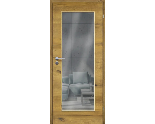 Porte d'intérieur chêne bronze placage transversal 98,5x198,5 tirant droit MODERN 08 verre graphite Porte d'intérieur chêne bronze placage transversal 98,5x198,5 tirant droit MODERN 08 verre graphite