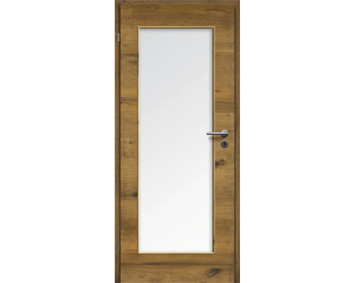 Porte d'intérieur chêne bronze placage transversal 98,5x198,5 tirant gauche MODERN 08 verre satiné Porte d'intérieur chêne bronze placage transversal 98,5x198,5 tirant gauche MODERN 08 verre satiné