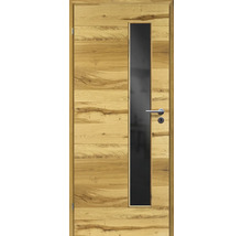 Porte d'intérieur poutre en chêne placage transversal 98,5x198,5 tirant gauche MODERN 07 verre gris foncé