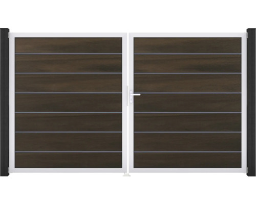 Doppeltor GroJa Flex Grande Premium rechts Rahmen Aluminium 300 x 180 cm Walnuss