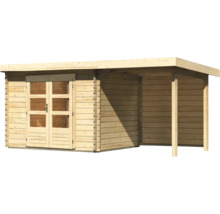 Gartenhaus Karibu Noorvik 3 inkl. Anbaudach 2 m, Rückwand 514 x 273 cm natur